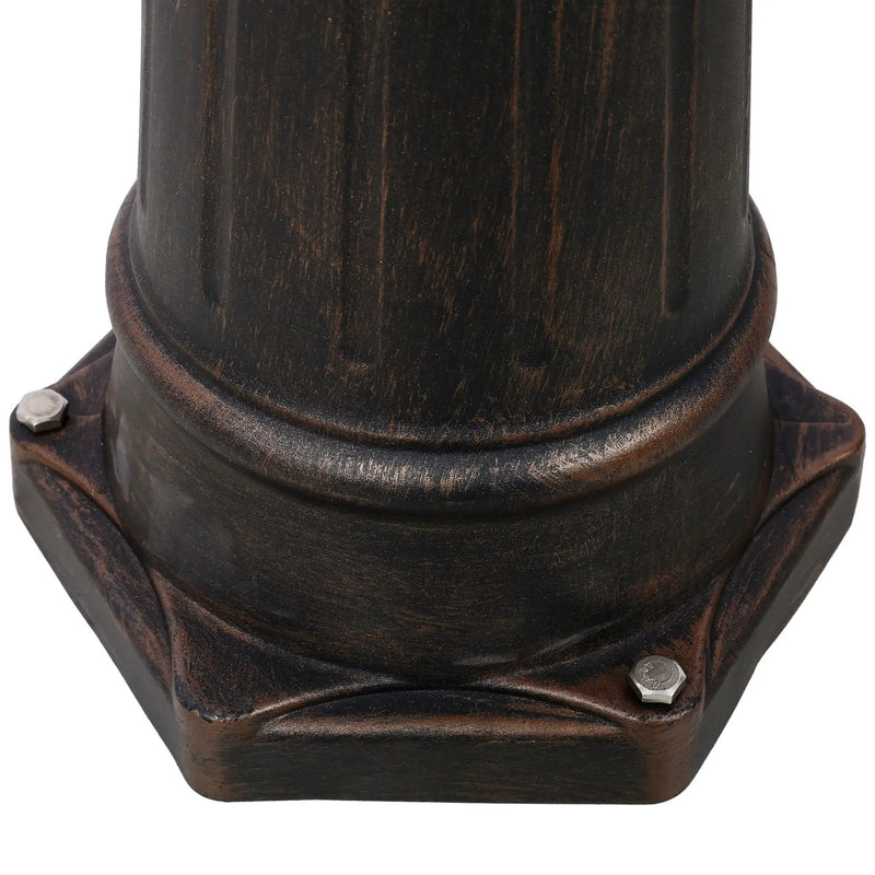 Stratford - Heavy Duty Cast Aluminum Mailbox With Post And Solar Light, Fluted Base, Decorative Modern Mailbox - Brown by HouseOfZazla