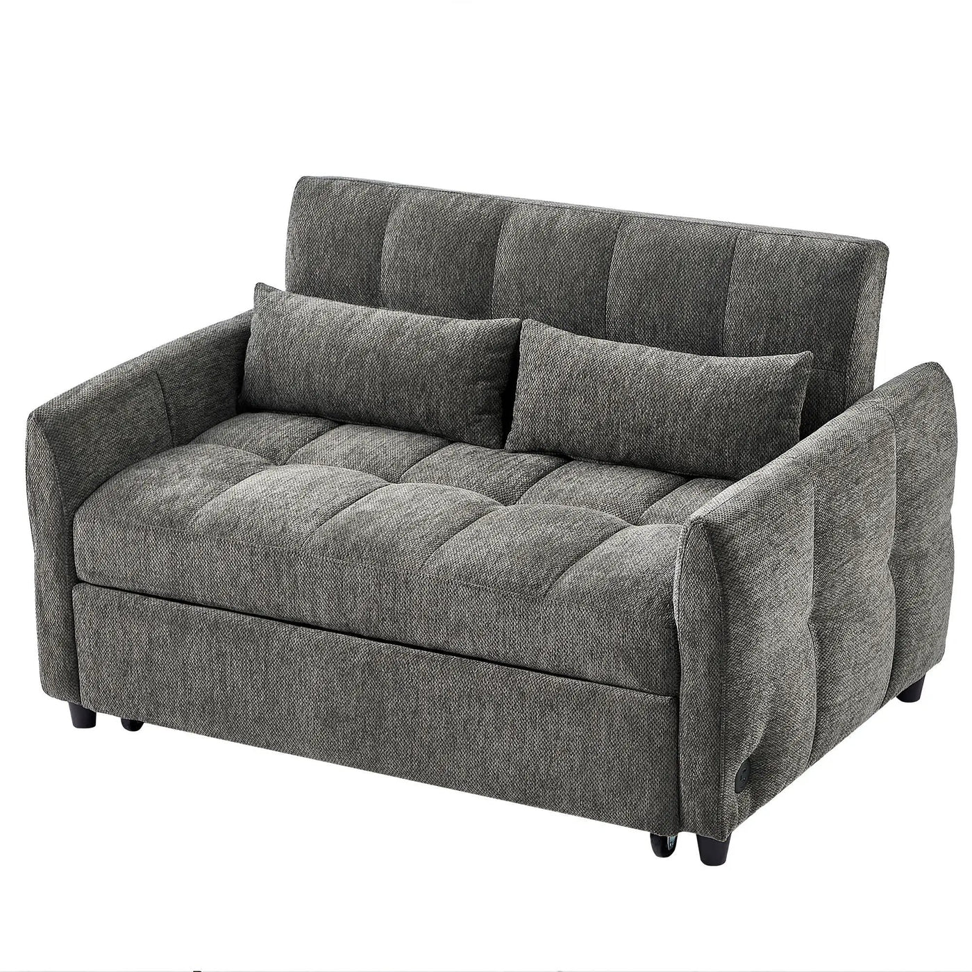 Loveseat Sofa Pull-Out Bed With Adjustable Backrest, 3 USB Ports And 2 Lumbar Pillows For Living Room by Unique Piece Furniture