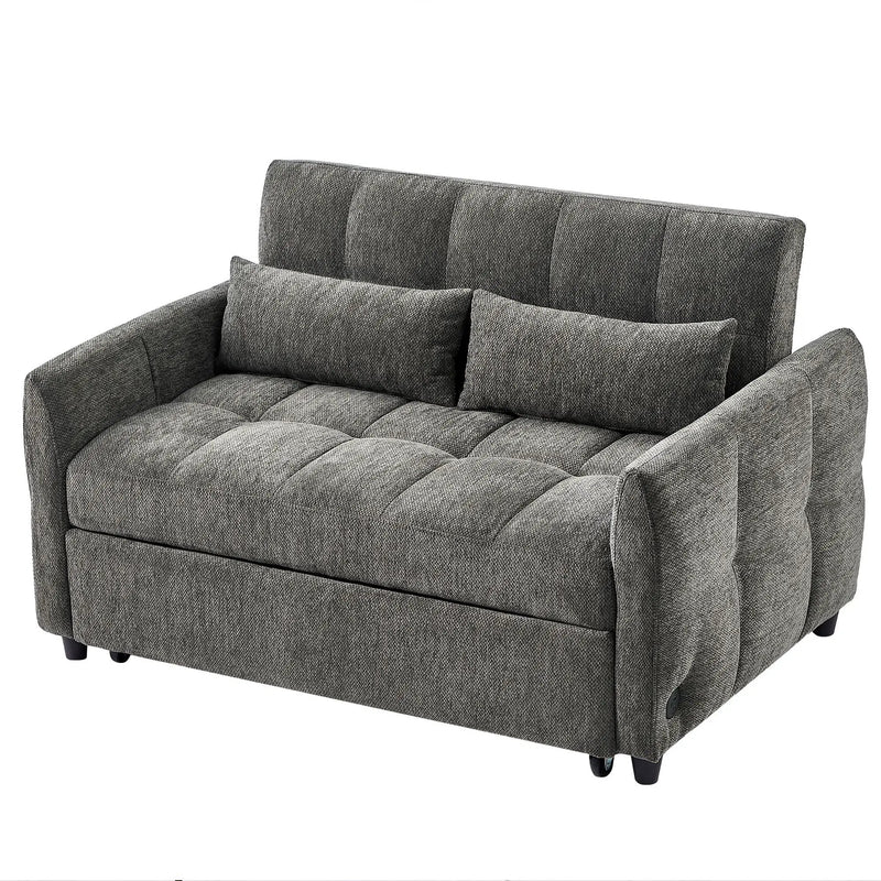Loveseat Sofa Pull-Out Bed With Adjustable Backrest, 3 USB Ports And 2 Lumbar Pillows For Living Room by Unique Piece Furniture
