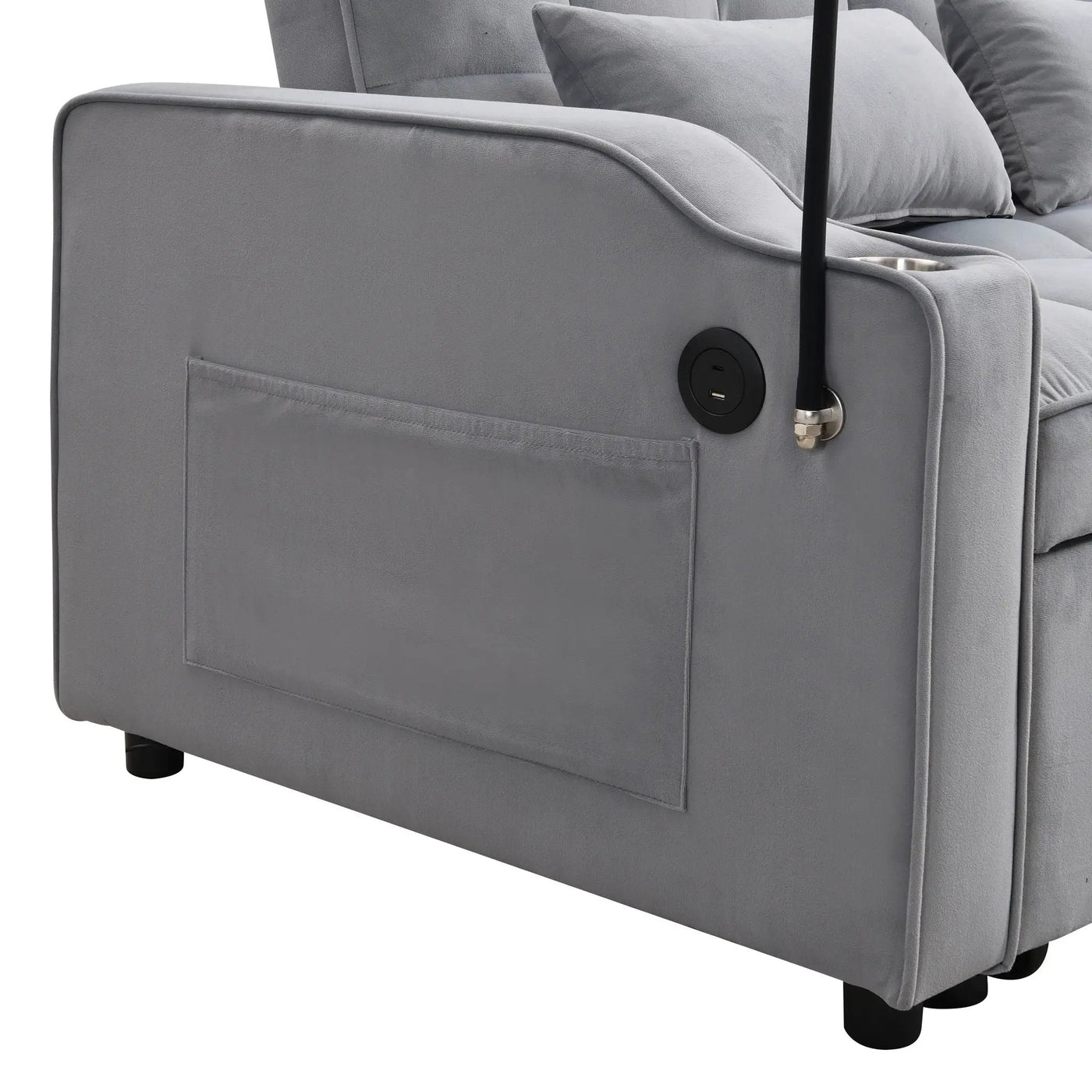 Modern Loveseat Futon Sofa With Pullout Bed, Adjustable Reclining Backrest, Toss Pillows by HouseOfZazla