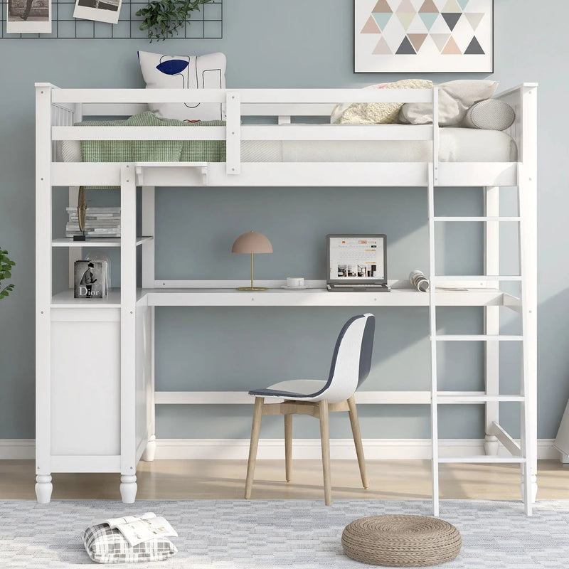 Loft Bed With Drawers With Desk And Shelves by HouseOfZazla