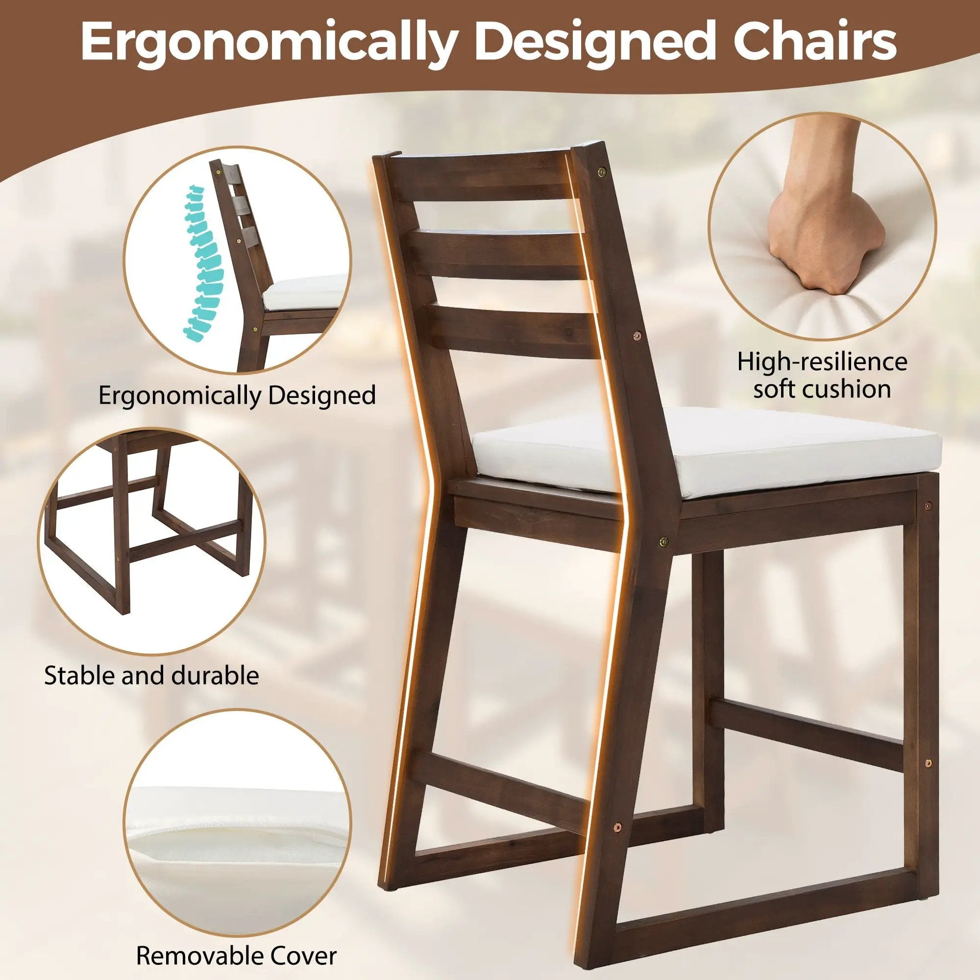 Patio Bar Set With Ergonomic Chairs by Unique Piece Furniture