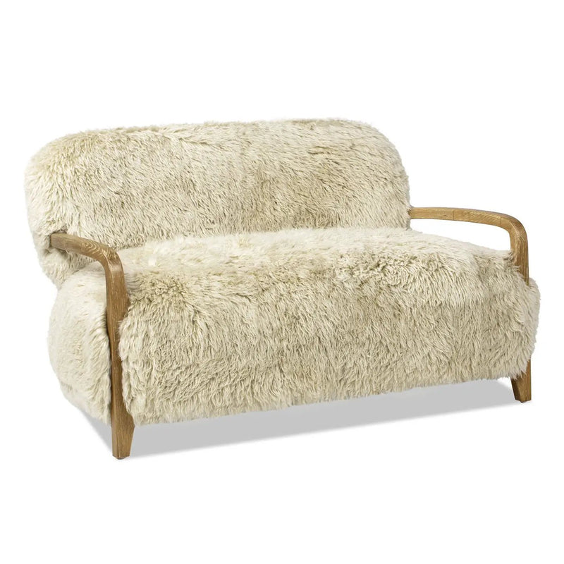 Enchante - Sheepskin Accent Loveseat - Taupe / Natural by HouseOfZazla