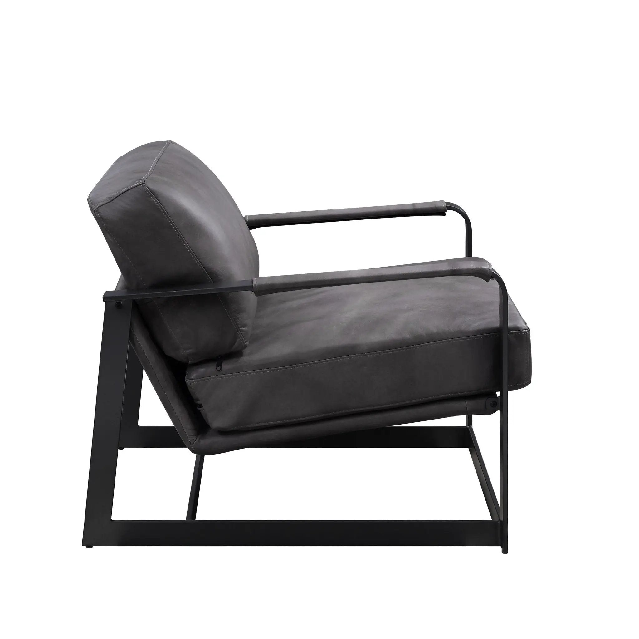 Locnos - Accent Chair - Gray Top Grain Leather & Black by Unique Piece Furniture