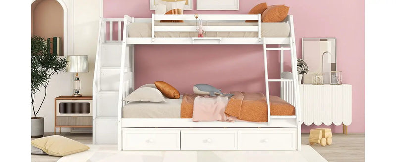 Bunk Bed With Drawers, Ladder And Storage Staircase by HouseOfZazla