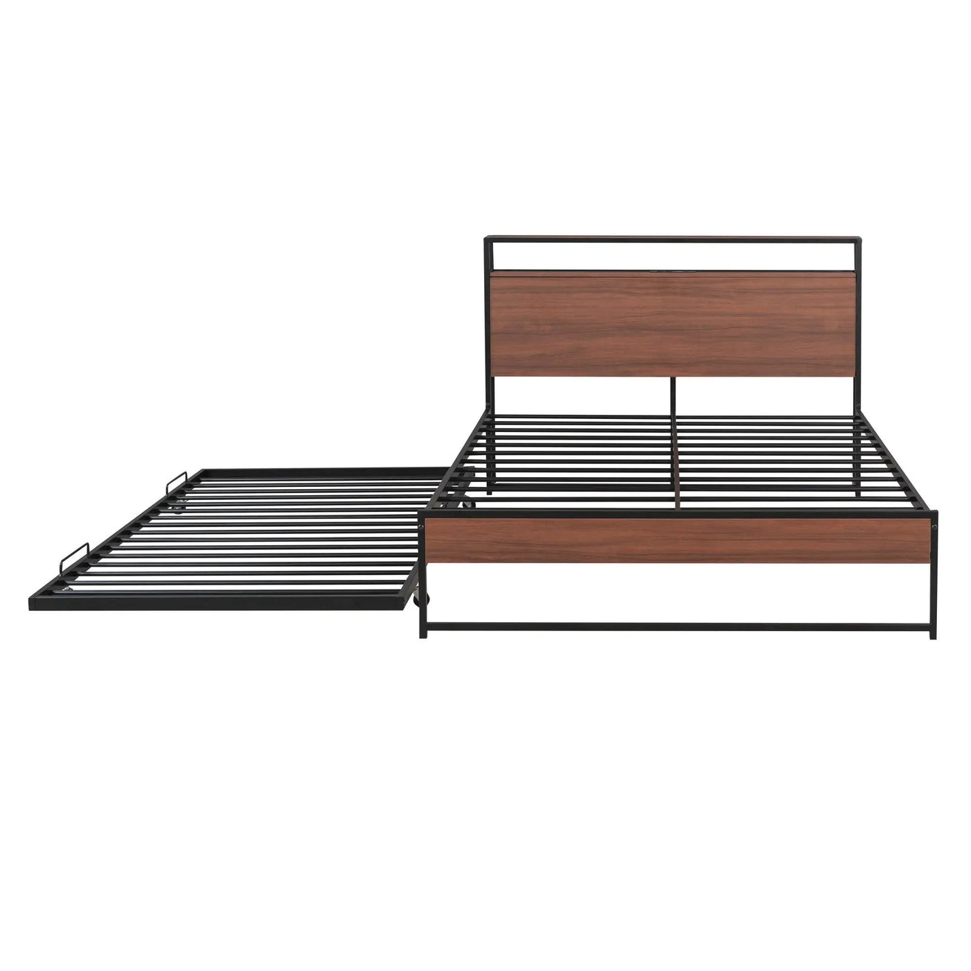 Platform Bed Frame With Trundle, USB Ports And Slat Support, No Box Spring Needed by Unique Piece Furniture