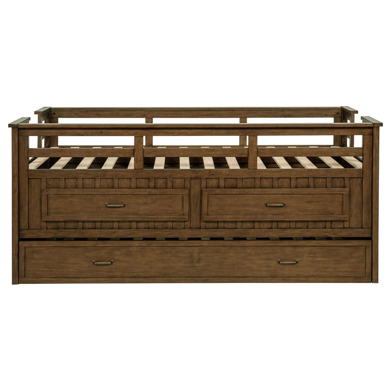 Carlsbad Wood Twin Captains Bed With Trundle Medium Brown by Unique Piece Furniture