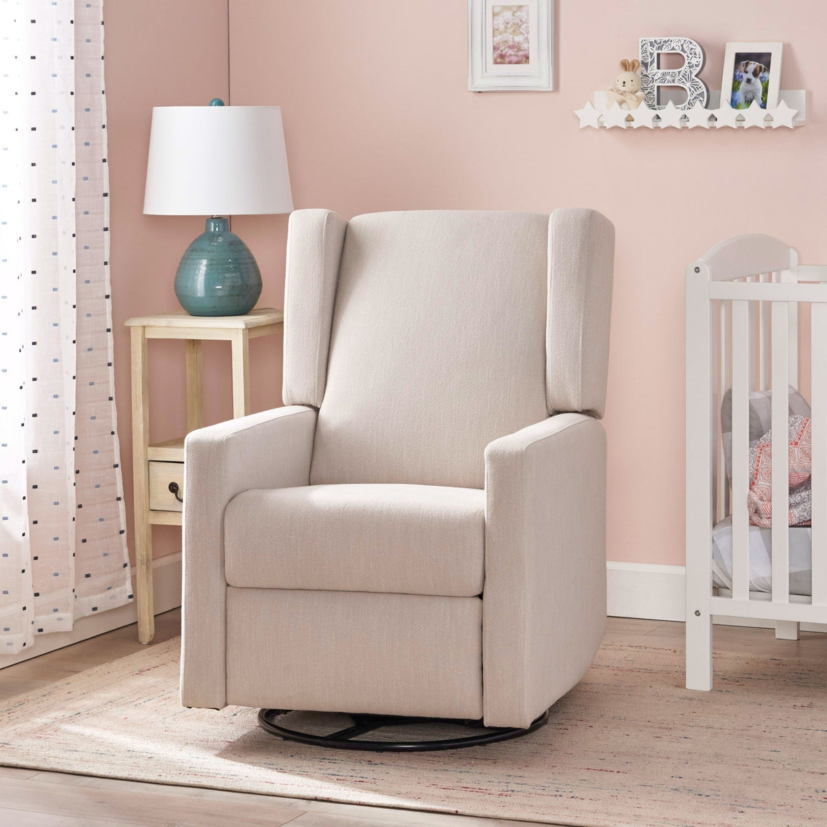 Landau Contemporary Fabric Upholstered Swivel Recliner, photo 9 of 21