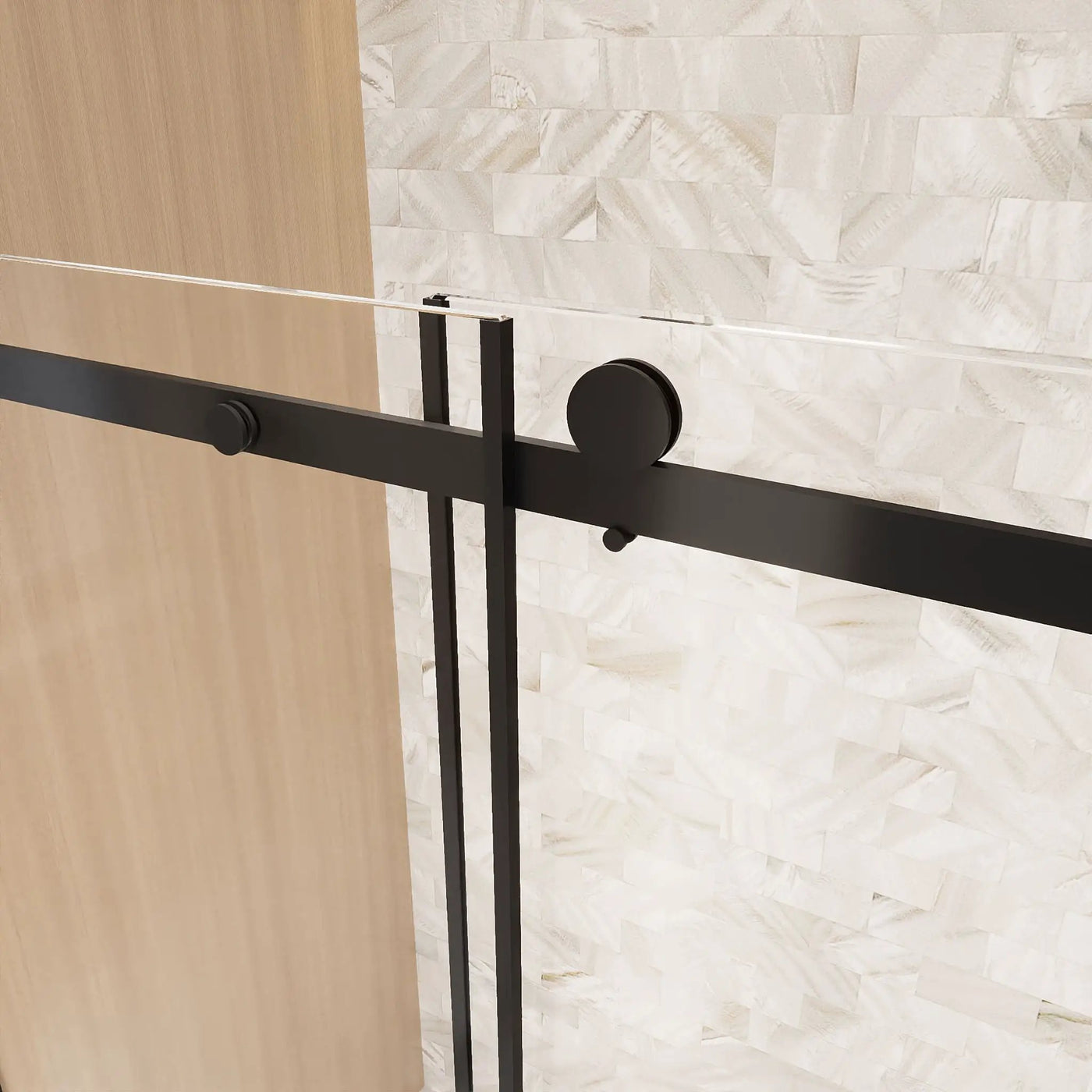Frameless Single Sliding Shower Door, Square Tube Track by HouseOfZazla