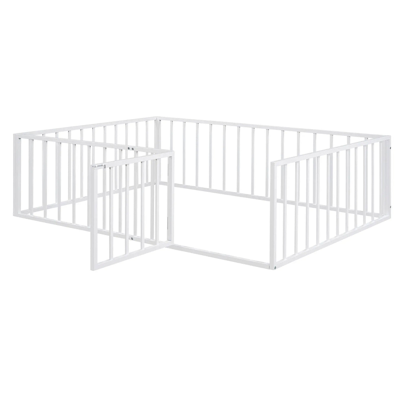 Metal Floor Bed Frame With Fence And Door by Unique Piece Furniture