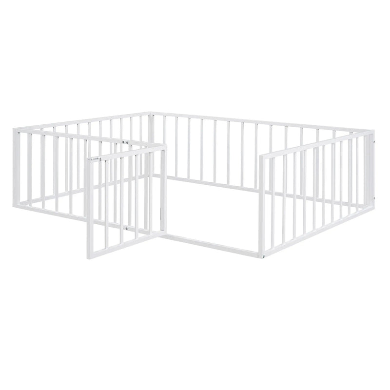 Metal Floor Bed Frame With Fence And Door by Unique Piece Furniture
