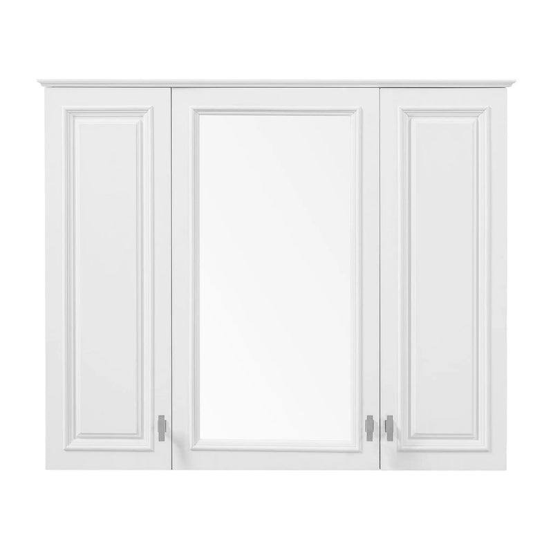 Wall Mounted Mirror Cabinet With 5 Adjustable Shelves, Rectangular Storage For Bathroom - White by HouseOfZazla