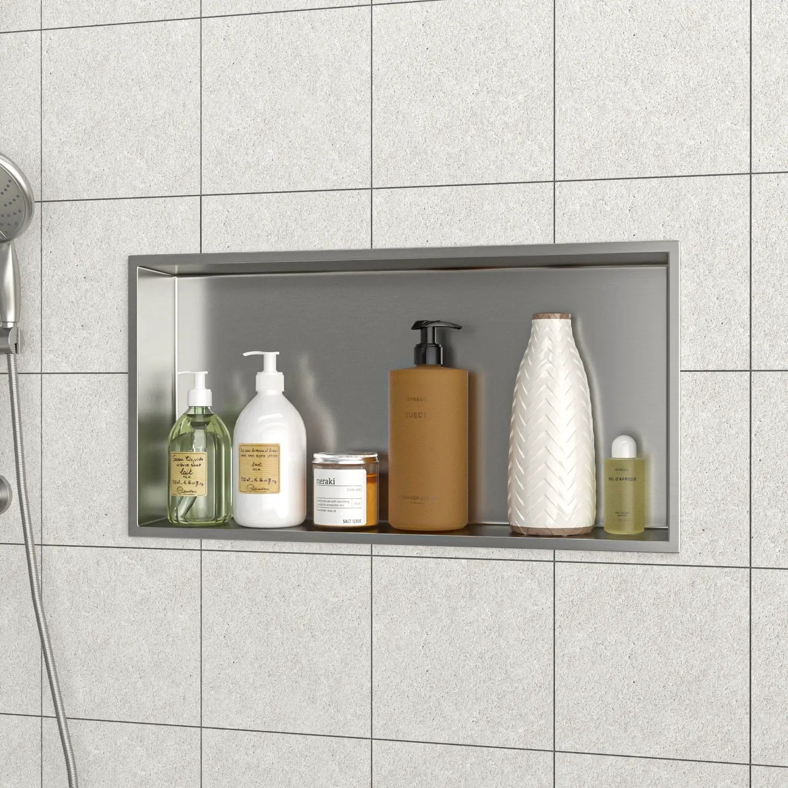 Stainless Steel Shower Niche With Seamless Design For Bathroom Storage by HouseOfZazla