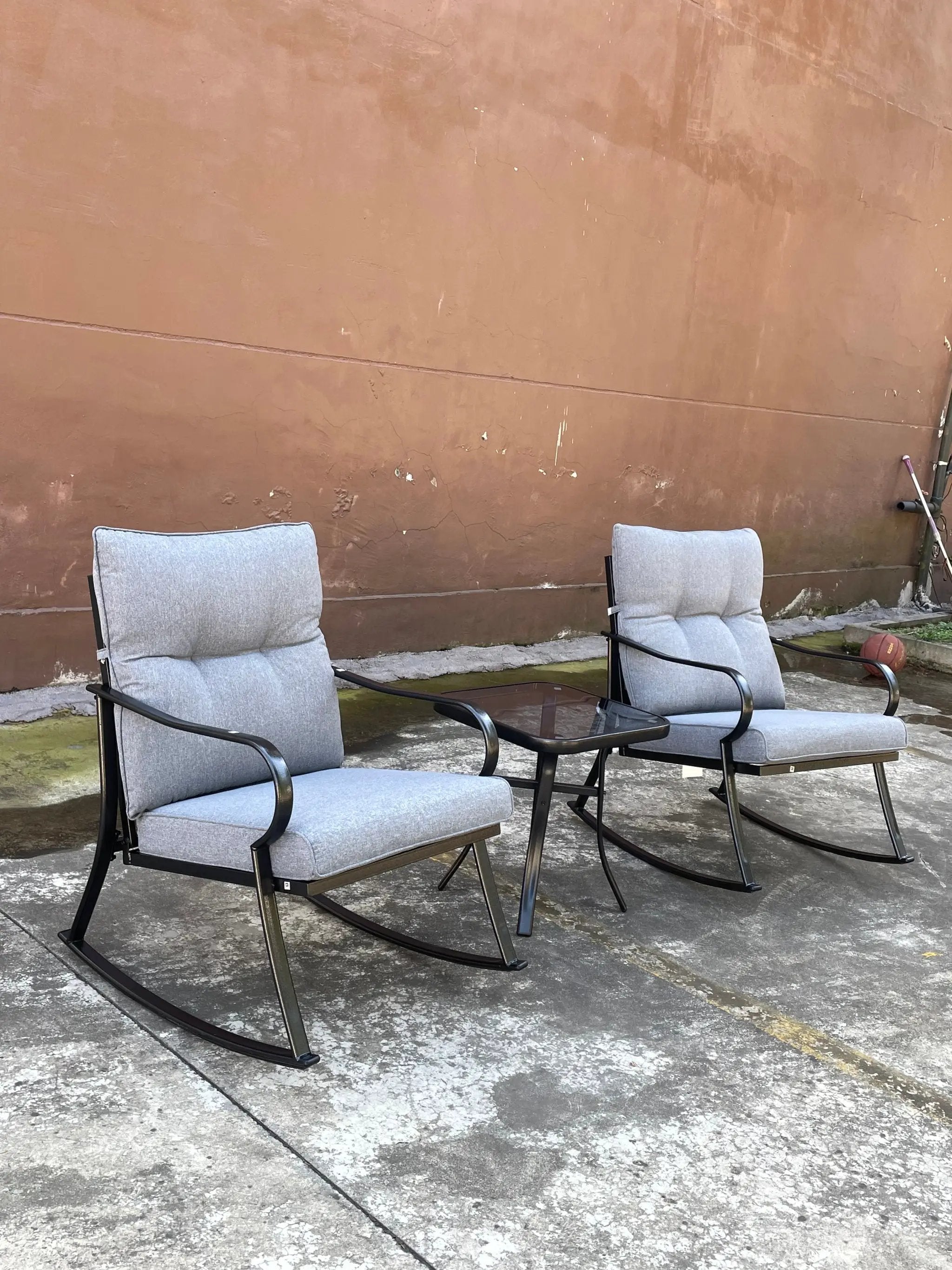 Rocker Set Chair and Teapoy Medium Grey by HouseOfZazla