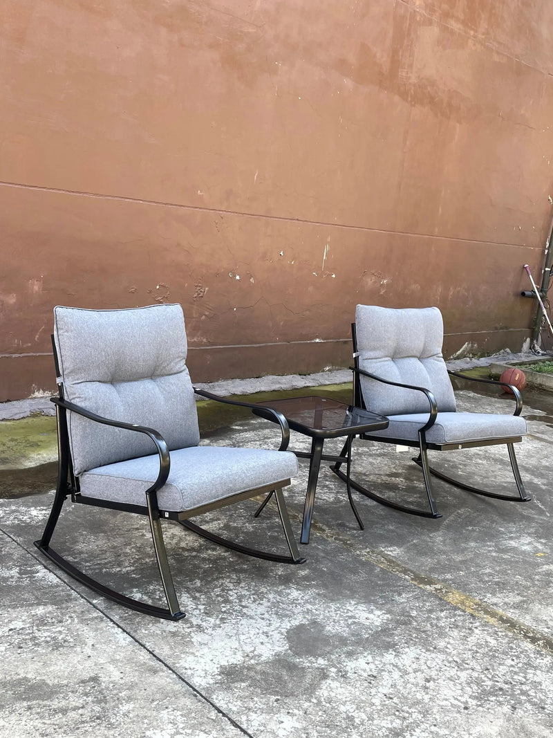 Rocker Set Chair and Teapoy Medium Grey by HouseOfZazla