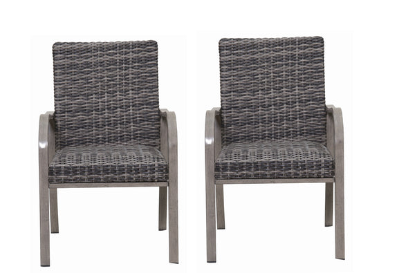 2PC Outdoor Dining Chair with Hand-Painted Frame and Water-Washed Cotton Seat