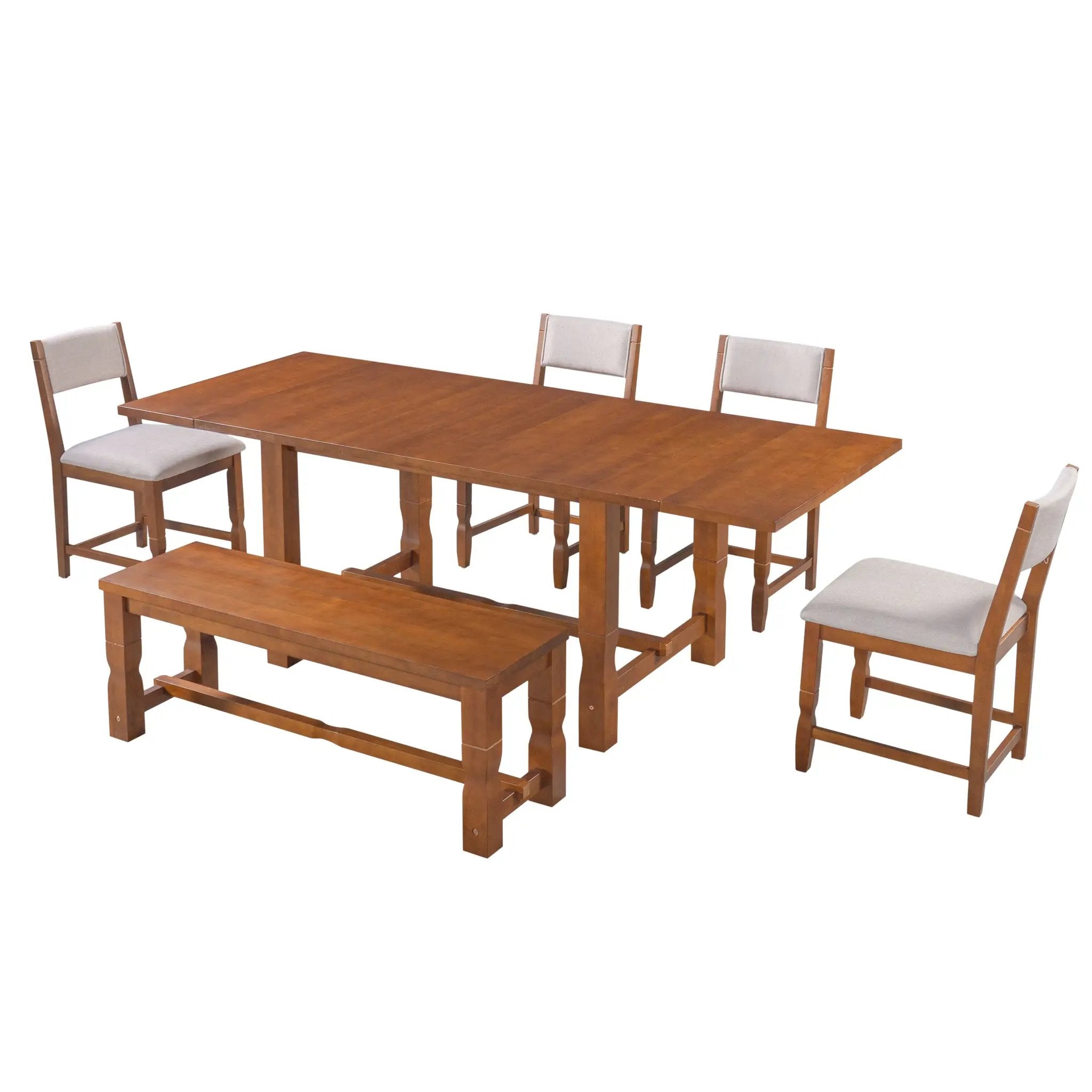 TOPMAX 6-Piece Dining Set with Bench by HouseOfZazla