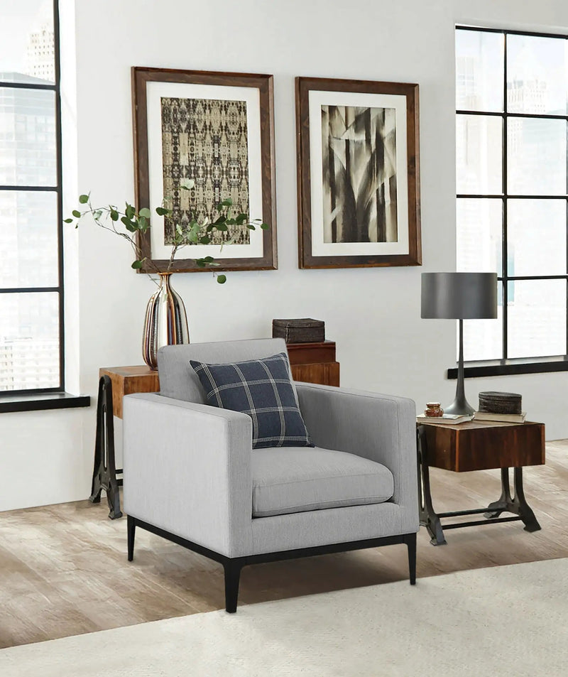 Apperson Upholstered Track Arm Accent Chair Light Grey by Unique Piece Furniture