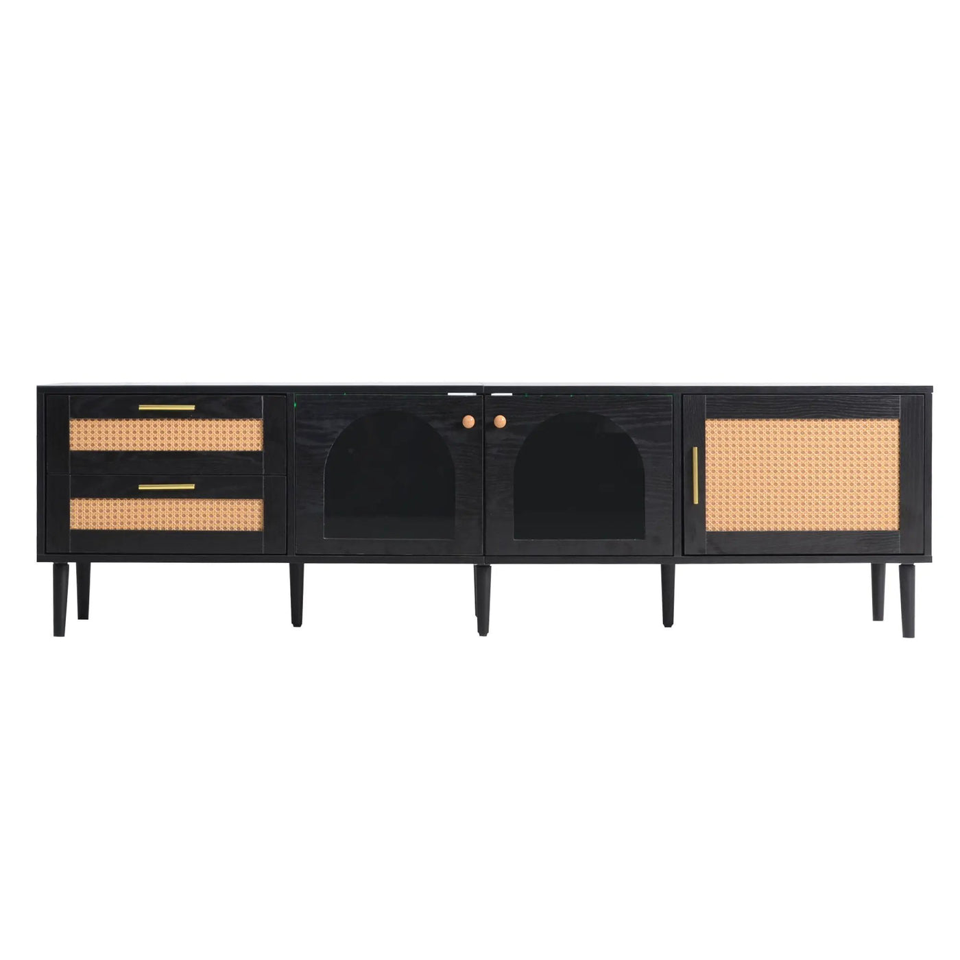 TV Stand With App-Controlled LED Lights, 2 Drawers & Door Storage by HouseOfZazla