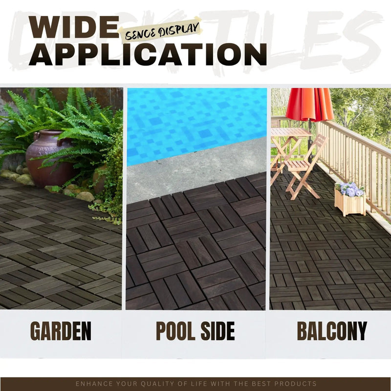Acacia Wood Interlocking Deck Tiles Checker Pattern For Outdoor Flooring by HouseOfZazla
