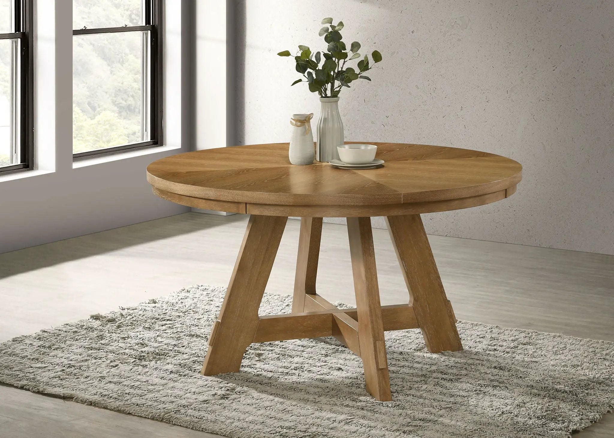 Danvers Round 54-inch Wood Dining Table Brown Oak by Unique Piece Furniture