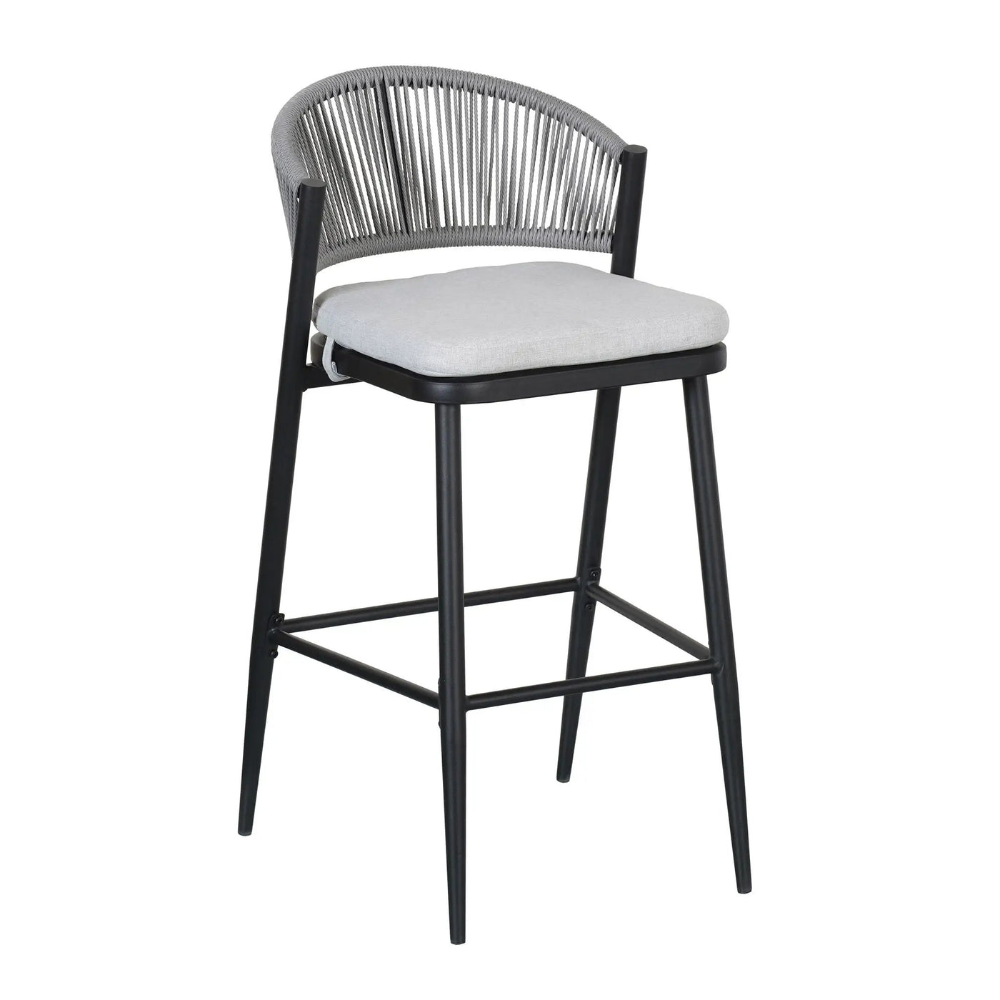 Outdoor Bar Height Metal Frame Counter Stools with Scallop-Shaped Backrest & Water-Resistant Cushions by HouseOfZazla