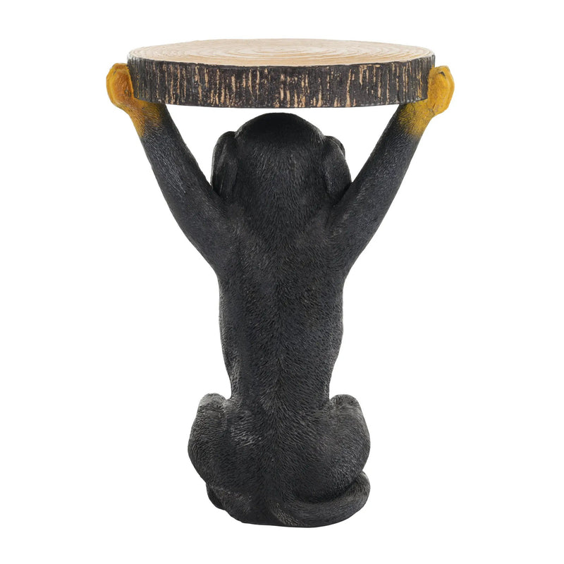 22.17'H Black Dog Side Table Pedestal End Table Stool