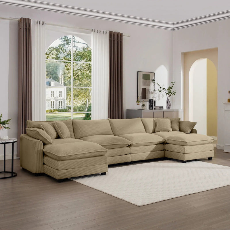 Modern Oversized Modular Cushion Sofa With Ottoman, Low Back, Deep Seating Sofa Set by Unique Piece Furniture