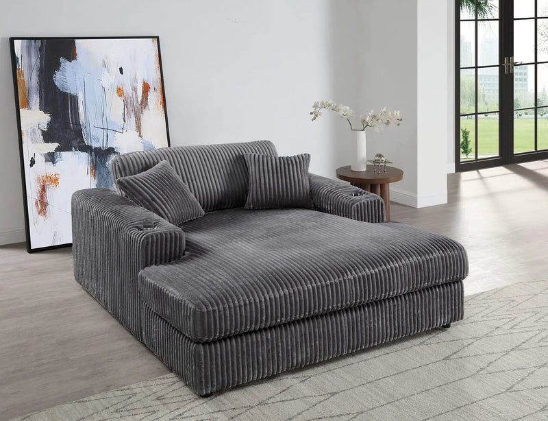 Hilde Chaise - With 2 Pillows - Dark Gray by HouseOfZazla