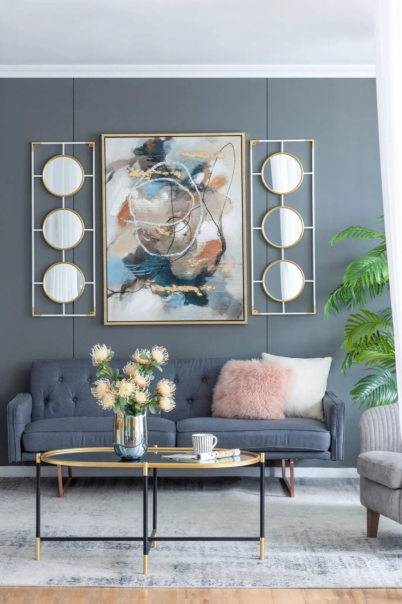 3 Mirror Piece Wall Mirror InRectangular Frame, Home Wall Decor For Bedroom Living Room by Unique Piece Furniture