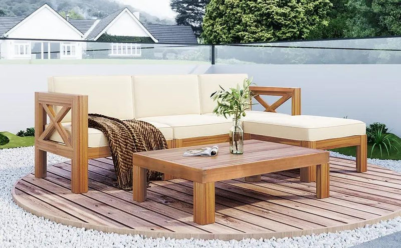 Topmax Outdoor Patio Wood 5-Piece Sectional Sofa Seating Group Set by HouseOfZazla