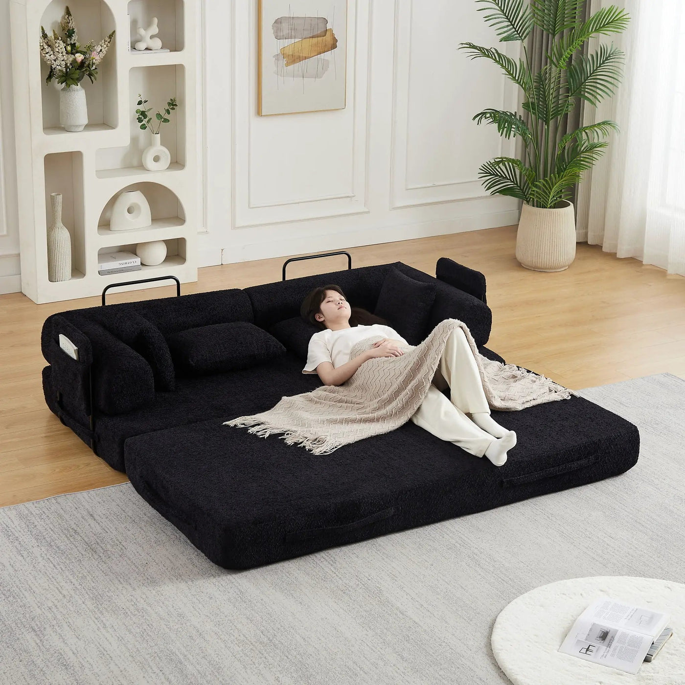 Convertible Sleeper Sofa Bed With Cylindrical Pillow by HouseOfZazla