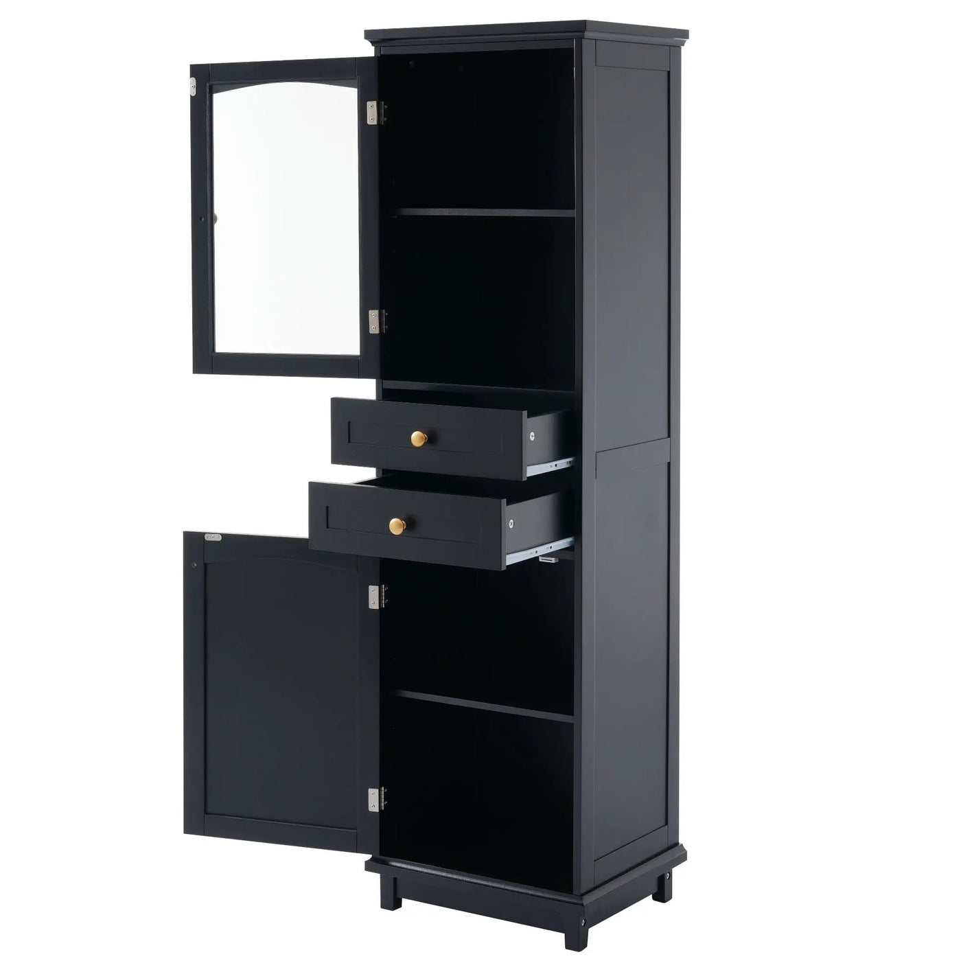 Tall Bathroom Storage Cabinet With Glass Doors, Free-Standing, Two Drawers, And Adjustable Shelves, Board, Painted Perfect For Displaying Your Favorite Items by HouseOfZazla