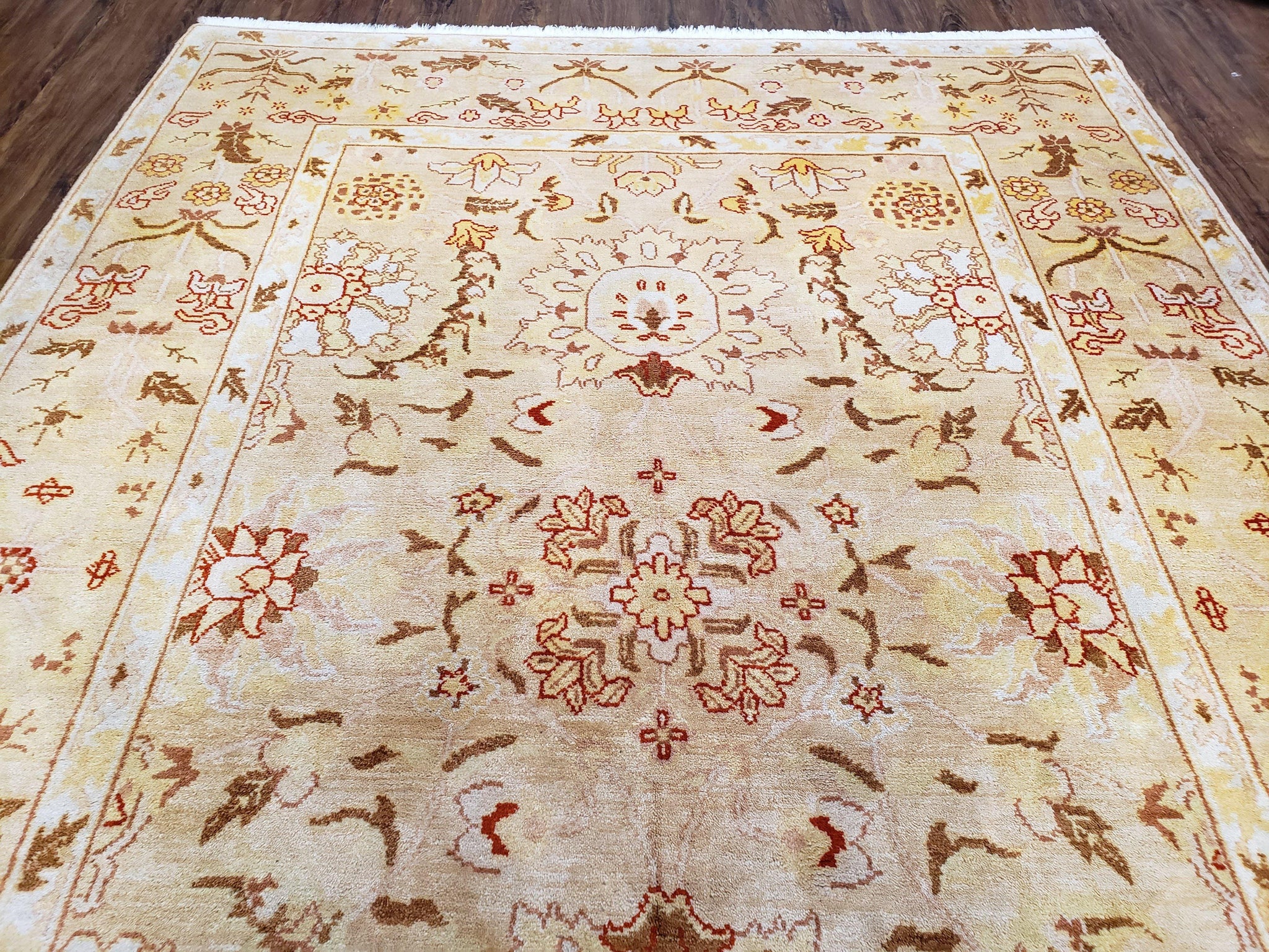 Vintage Turkish Oushak Area Rug 6x9, Wool Hand-Knotted by Jewel Rugs