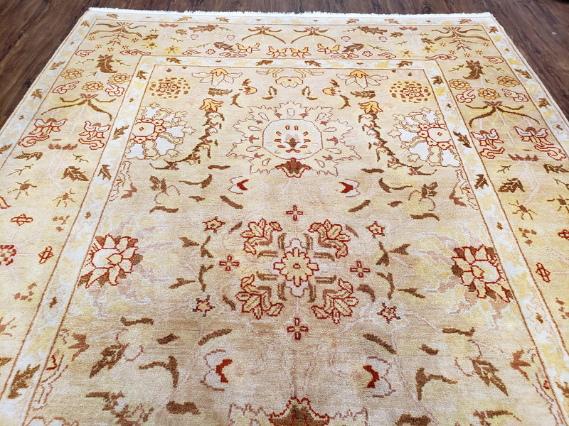 Vintage Turkish Oushak Area Rug 6x9, Wool Hand-Knotted by Jewel Rugs