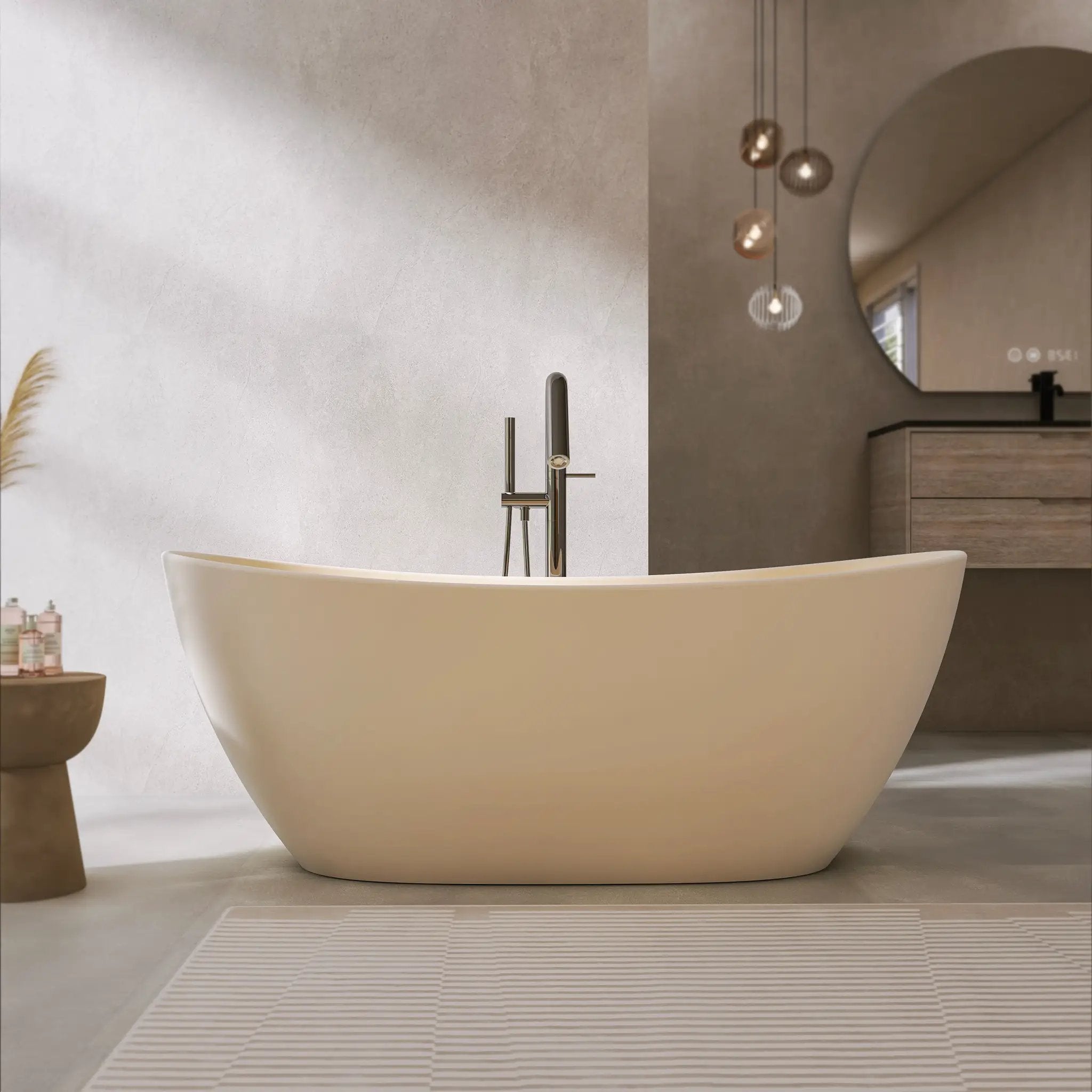 65 Inch Artificial Stone Solid Surface Freestanding Bathroom Bathtub by HouseOfZazla