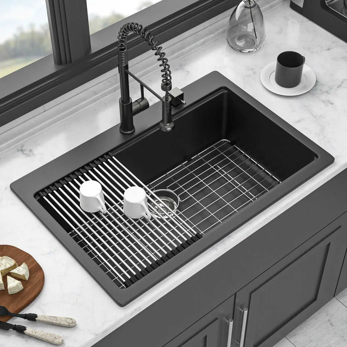 Granite Composite Quartz Kitchen Sink With Workstation Features And Drop In Design by HouseOfZazla