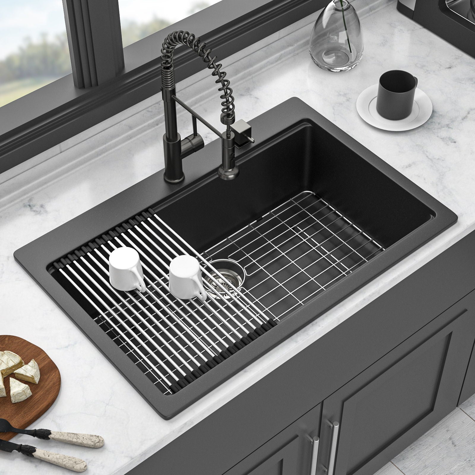 Granite Composite Quartz Kitchen Sink With Workstation Features And Drop In Design by HouseOfZazla
