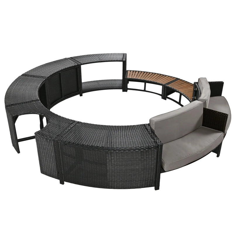 Spa Surround Spa Frame Patio Rattan Sofa Set With Storage Spaces, Mini Sofa And Comfortable Cushion For Patio, Backyard by HouseOfZazla