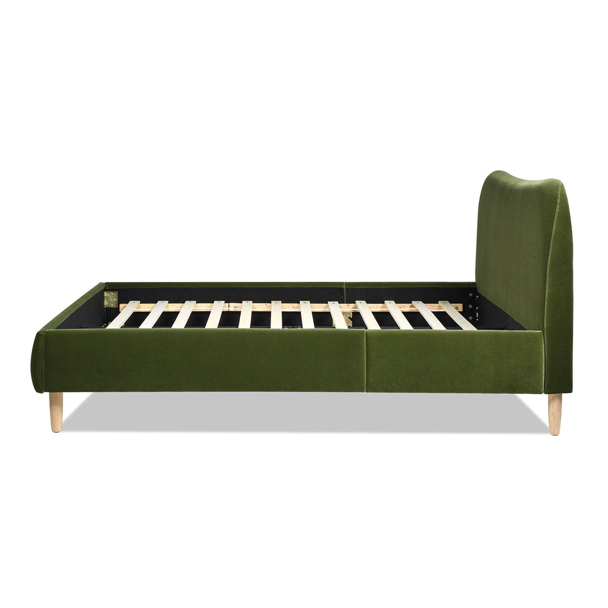 Curved Headboard Upholstered Platform Bed with Mattress Support - Black, White, Dark Green, photo 16 of 40