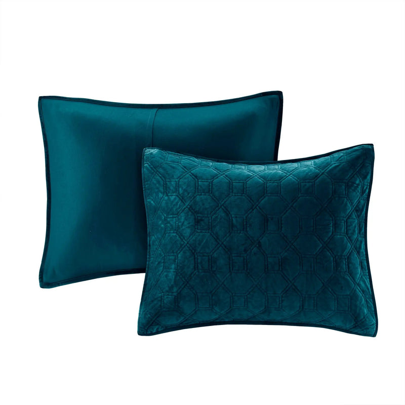 3 Piece Velvet Quilt Set Teal Full/Queen by HouseOfZazla