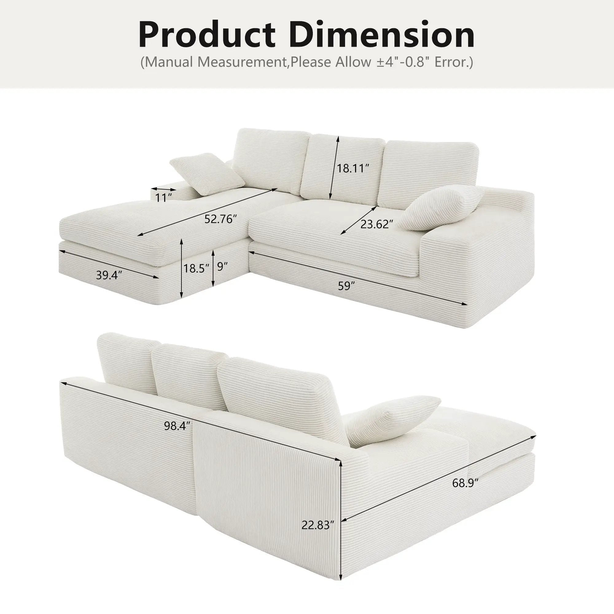 Compressed Sofa With 3 Back Cushions, 2 Throw Pillows by Unique Piece Furniture