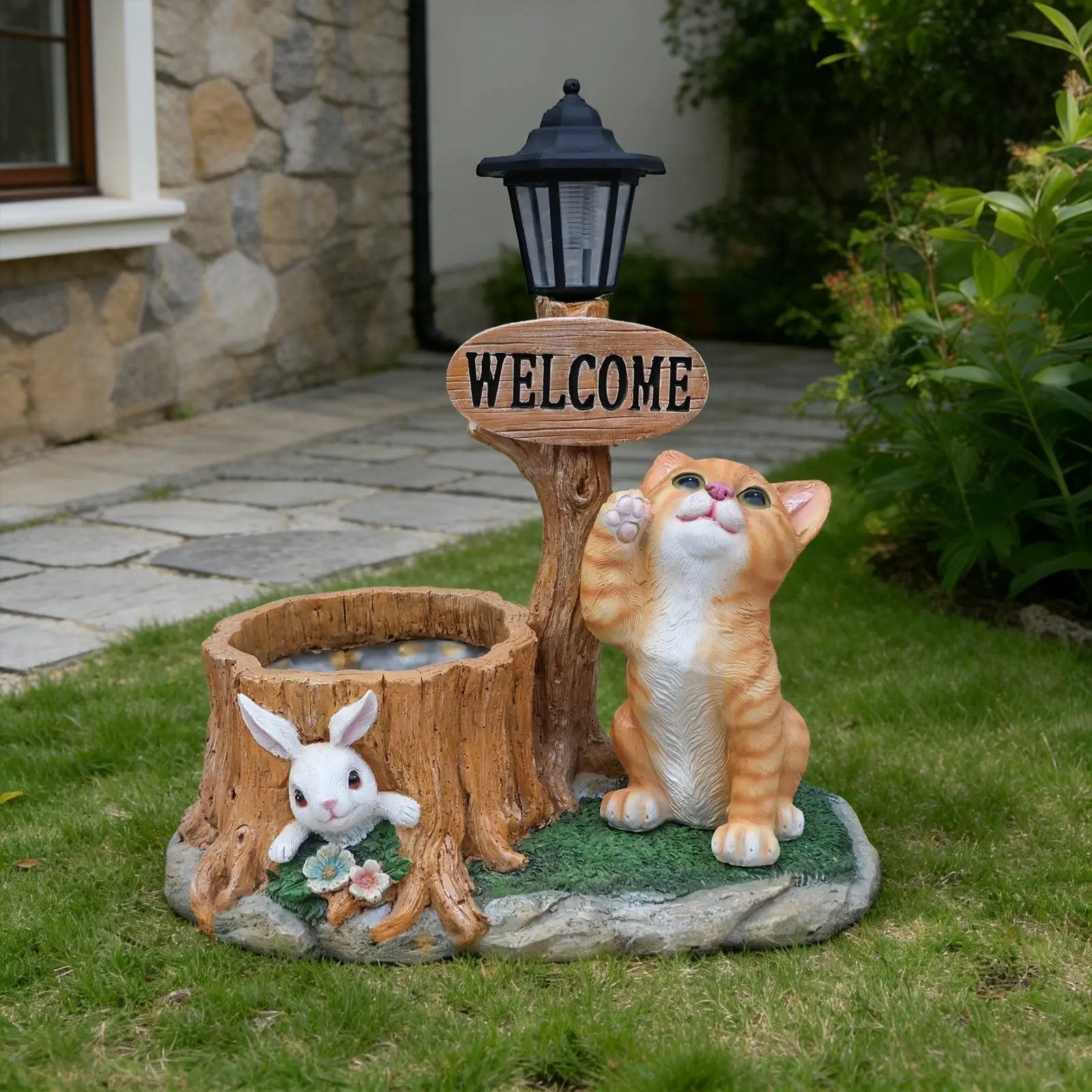 Cute Cat Planter Statue Garden Decor by HouseOfZazla