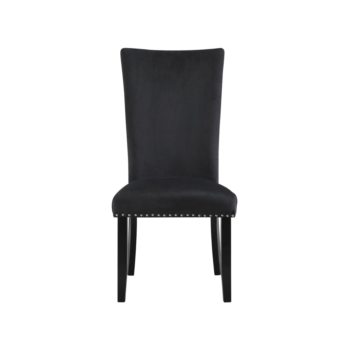 Black Velvet Dining Chair Set with Nailhead Trim - Set of 2