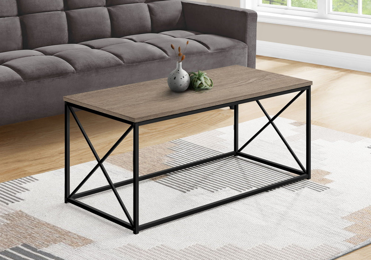 Rectangular Coffee Table with Metal X-Base - Light Brown, Dark Gray, or Black, photo 2 of 12