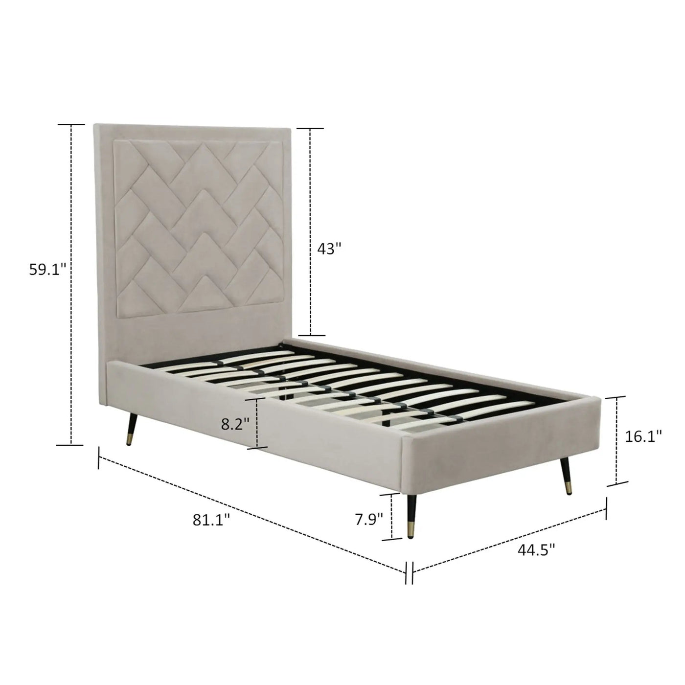 Crosby - Bed With Upholstered Headboard And Slats by HouseOfZazla