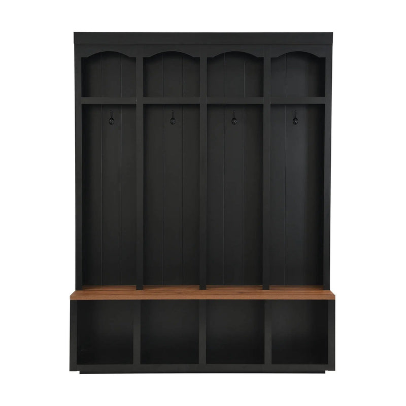 Entryway Hall Tree With Bench, 4 Hooks & Open Storage Space by Unique Piece Furniture