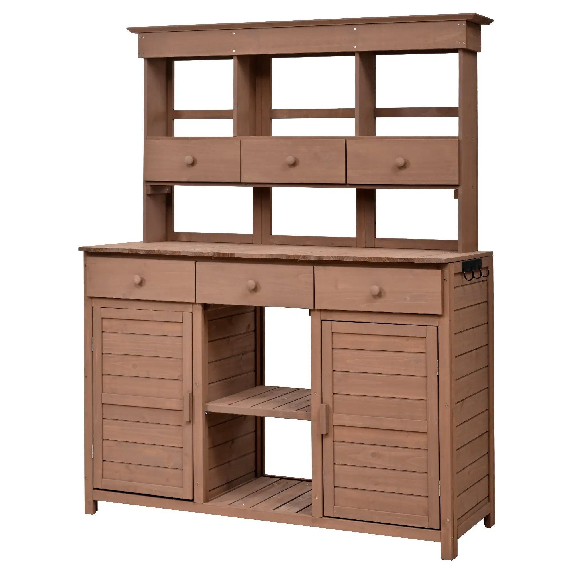 Topmax 65.7'' Tall Garden Potting Bench Table with Hutch by HouseOfZazla