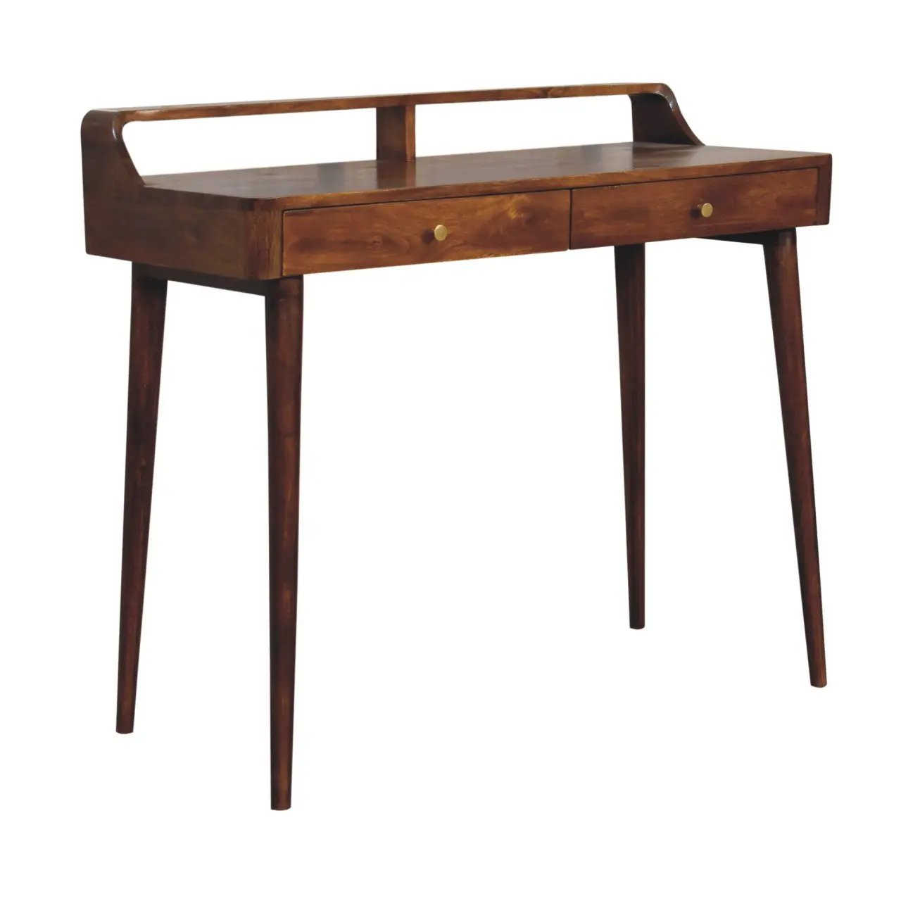 Elevated Chestnut Console Table, 2-Drawers, Nordic Legs by HouseOfZazla
