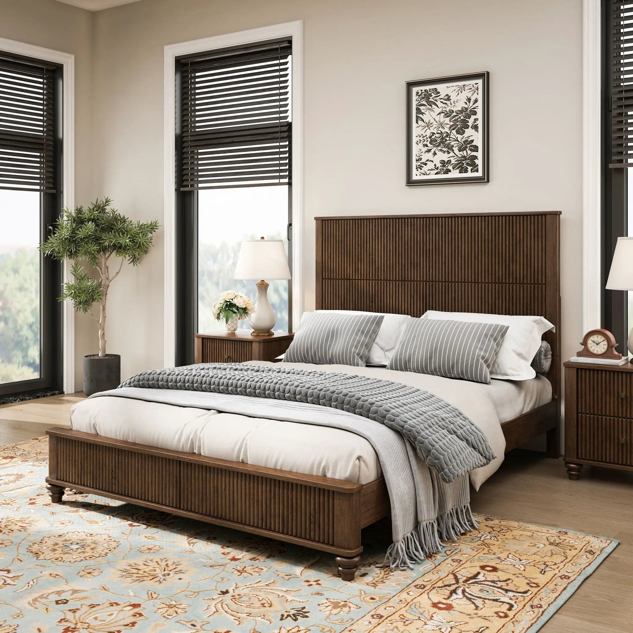 Platform Bed Frame & Tall Headboard by HouseOfZazla